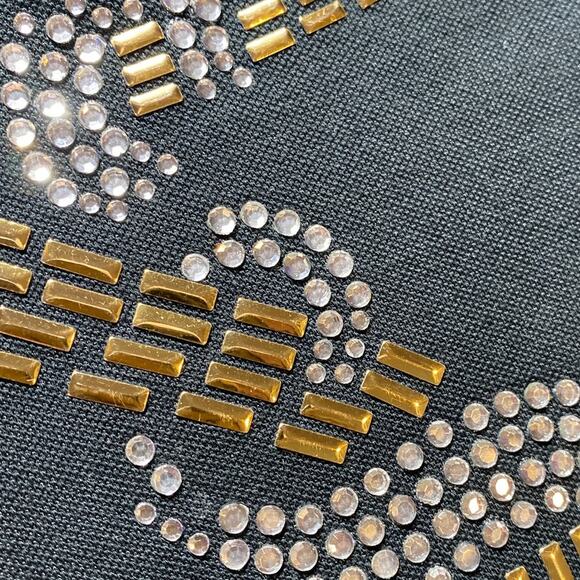 Bedazzled Sun Snake Egyptian Vibes Short Sleeve Port Authority Neck Detail Gold - Picture 4 of 11